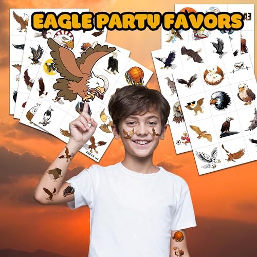 96 PCS Eagle Temporary Tattoos for Kids - Waterproof