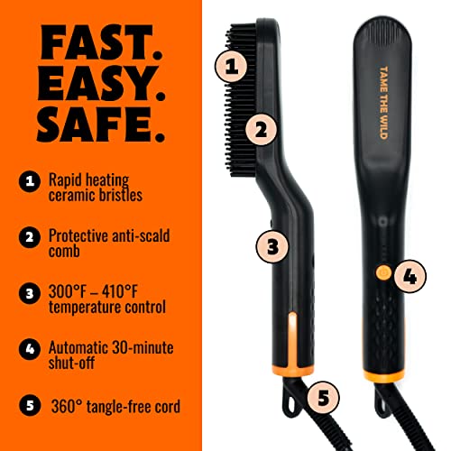 Tame the Wild Premium Beard Straightener Kit and Pro Beard Straightener for Men - 12 Temp Settings