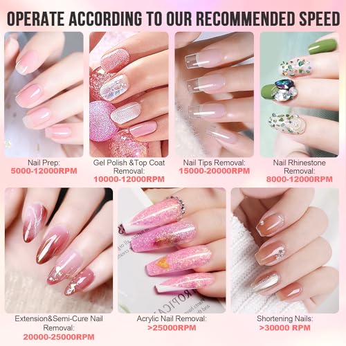 Makartt Cordless Nail Drill for Manicure & Pedicure - Portable Electric E-File, Pink