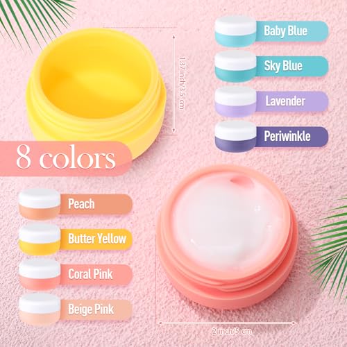 8 Pack 30ml Silicone Travel Cream Jars with Lids