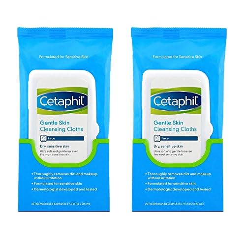 Cetaphil Gentle Skin Cleansing Cloths, TWO Packs of 25 sheets