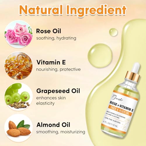 Face & Body Vitamin E Bio Oil, Gua Sha Facial Tools Set 4 oz, Massage Oil for Moisturizing and Hydrating, Spa Gifts for Him Her