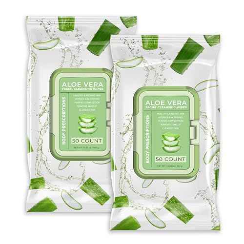 Body Prescription Makeup Cleansing Wipes - Gentle and Effective Face Wipes, 50 Count (Pack of 2), Aloe Vera