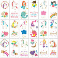PapaKit Unicorn and Friends 36 Temporary Fake Tattoo Set, 18 Individually Wrapped Sheets | Kids Girls & Boys Birthday Party Favor Gift Reward, Non-Toxic Safe Removable