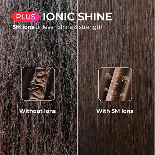 TYMO Ring Plus Ionic Hair Straightener Brush - Straightening Comb with Negative Ions for Women, Titanium Coating, 9 Temp Settings & LED Display, Dual Voltage, Professional Styling Tools