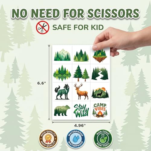 96 PCS Woodland Temporary Tattoos for Kids | Forest Animal Party Favors