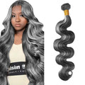 Fridnae Grey Ombre Body Wave Human Hair Bundles 32 Inch Salt & Pepper Two Tone Highlight - P1BGrey