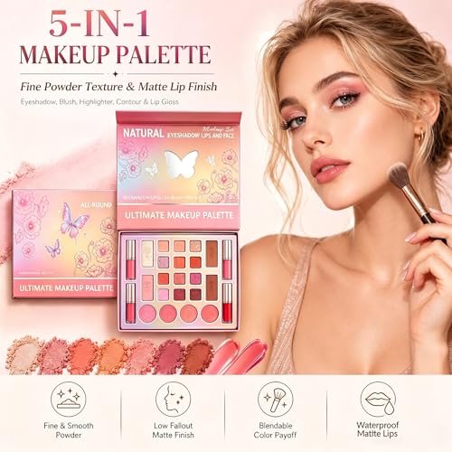All In One Makeup Palette Kit - Eyeshadow, Blush, Highlighter & Lipstick