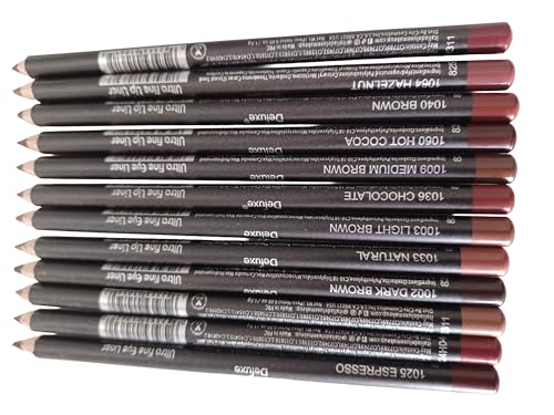 12-Piece Ultra Fine Lip & Eye Liner Set - Brown Shades