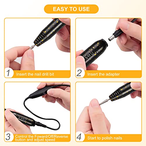 OVX Gold Black Portable Electric Nail Drill Machine for Acrylic Nails