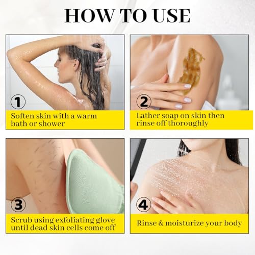Moroccan Black Soap with Argan Oil – 2 Pack Hammam Body Scrub with Exfoliating Glove