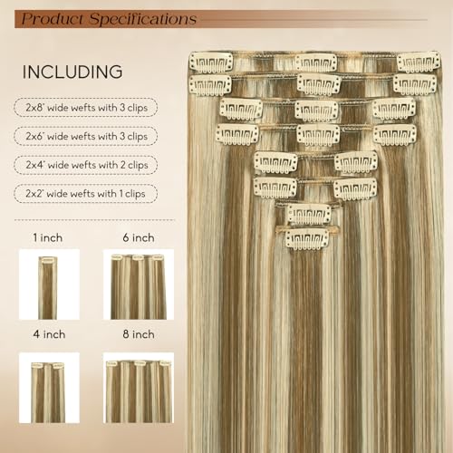 20-Inch Clip-In Hair Extensions - Seamless Balayage Blonde