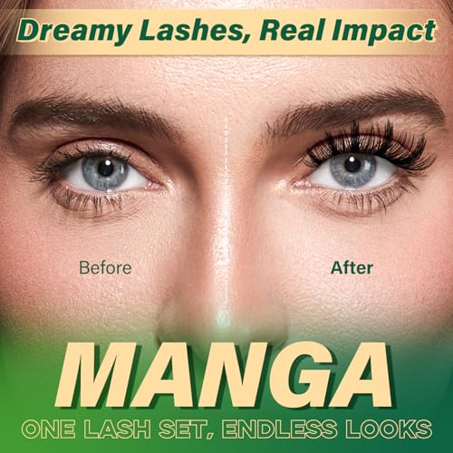 KEYYOU LASH California Sunset Manga Lash Clusters 8-18mm Fairy Eyelash Clusters Natural DIY Lash Extension Wispy with Soft Thin Band(MG01 Lashes)