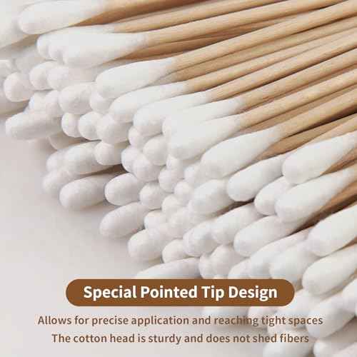 Vaincre 300PCS Long Cotton Swabs - 6" Cleaning Cotton Swab Buds with Wooden Sticks, Microblading Eyeshadow Tip Applicators, Microswabs Swabsticks for Dogs Makeup Nail Art Tattoo Permanent Supplies