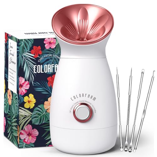 Colorfarm Facial Steamer Nano Ionic: Large 3-in-1 Face Steamer Deep Cleaning Unclogs Pores - Humidifier Hot Mist Home Sauna Spa for Women Men Sinuses Moisturizing