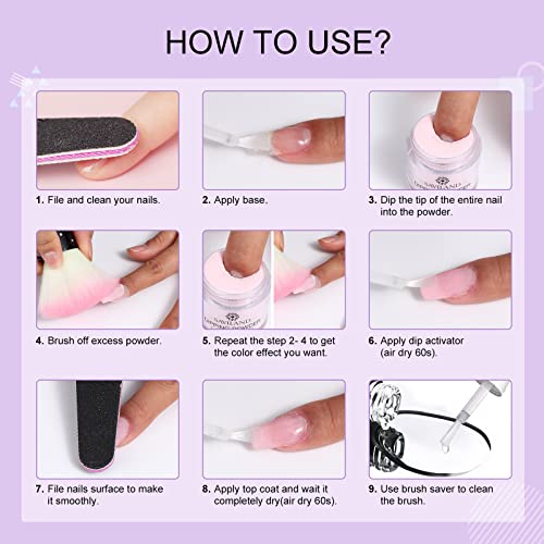 SAVILAND Dip Powder Liquid Set 20ml - 4 Piece No-UV Nail Kit
