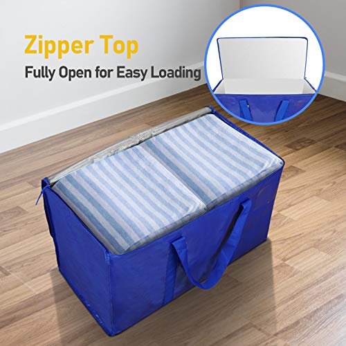 TICONN 2 Pack Extra Large Moving Bags with Zippers & Carrying Handles, Heavy-Duty Storage Tote Moving Boxes for Space Saving