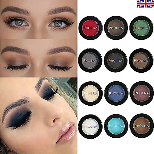 Phoera AQUAPURITY Waterproof Long Lasting Matte Eyeshadow Palette in 12 Pigment Color Face Powder Eye Shadow Cosmetic Cream Makeup Cosmetic (201 WHITE)