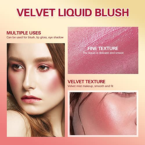 Liquid Blush Stick for Cheeks 0.25 Fl Oz - Natural Matte Pink Red Waterproof Face Tint - 2#