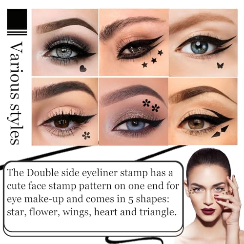 Double-Sided Eyeliner Stamp Pen Set - Waterproof, 5 Shapes