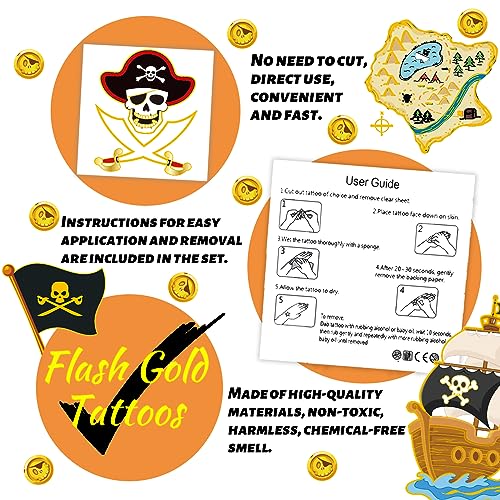 Winthrop 240 Pcs Pirate Temporary Tattoos with Glitter Designs