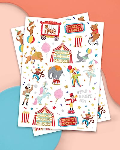 Circus Party Temporary Tattoos - 42 Gold & Silver Foil