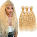 613 Blonde Water Wave Human Hair Bundles - 3 Pack, 14-18 Inch