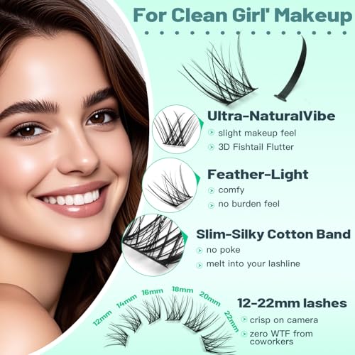 DIY Cluster Lashes 12-22mm Wide Stem D Curl Volume Extensions