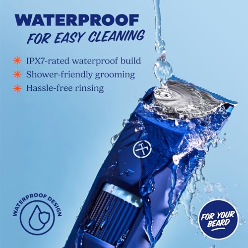 Dollar Shave Club Beard Trimmer with Adjustable Length Dial, Waterproof & Cordless