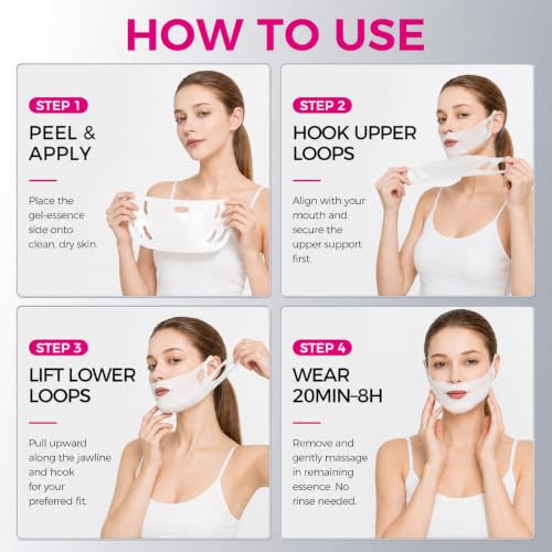 NING DermoLogie 5 Pack Chin Lifting Masks for Women & Men, V Line Double-Layer Support