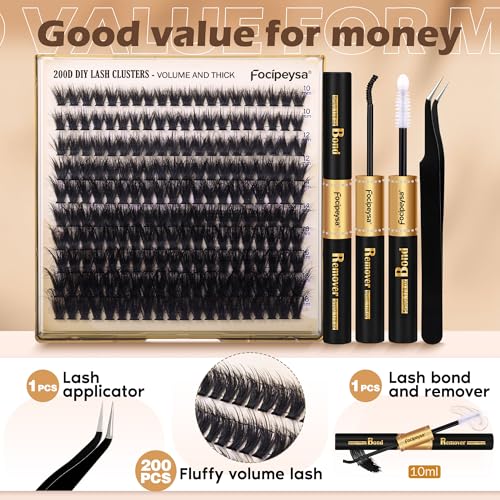 Focipeysa 200D Lash Extension Kit 10-18mm Clusters