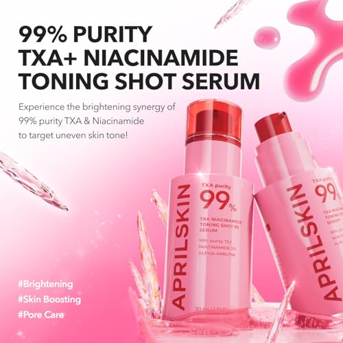 APRILSKIN TXA Overnight Glow Booster Trio: TXA Toning Shot 99 Spicule Facial Serum, Pink Milky Toner and TXA Overnight Wrapping Mask