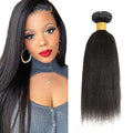 GtaiiReu 30 Inch #1B Natural Black Yaki Straight Human Hair Bundles Double Weft Brazilian Virgin Extensions