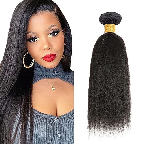 GtaiiReu 30 Inch #1B Natural Black Yaki Straight Human Hair Bundles Double Weft Brazilian Virgin Extensions