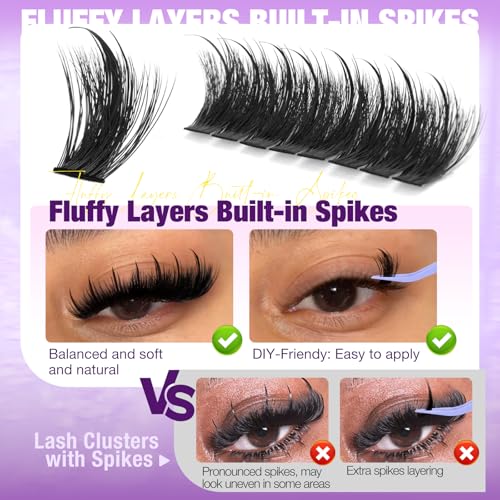 Yawamica Manga Lash Clusters - Spiky 3D Fluffy Lashes 12-20mm
