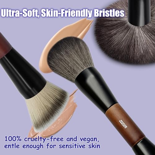Double Ended Foundation Brush - Kabuki & Powder Blending Duo