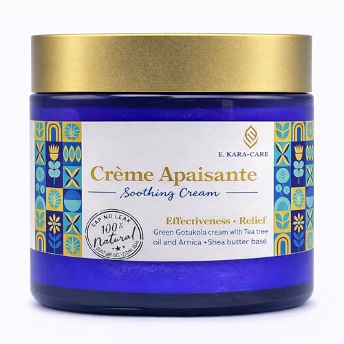 ? Cr?me Apaisante- Molluscum Support Cream | 100% Natural Soothing Comfort Cream Molluscum - Premium | Gotu Kola, Tea Tree, Arnica, Shea Butter | for Kids & Adults | 4oz Blue Glass Jar.