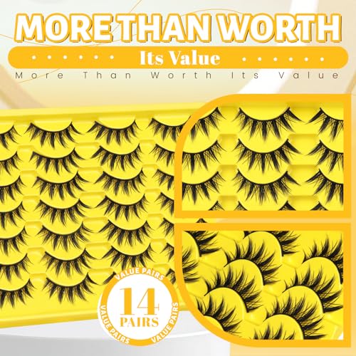 Veleasha Manga Spiky False Eyelashes 14 Pairs Doll Eye