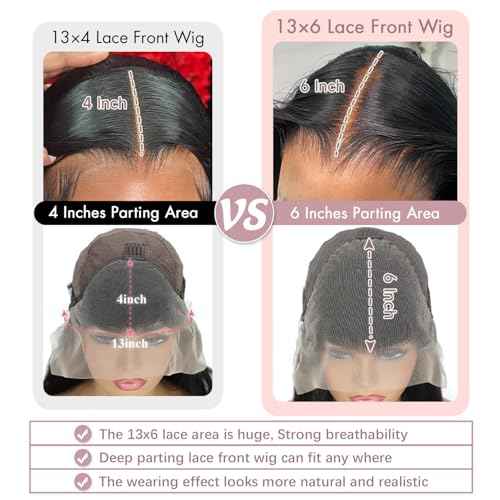 32 Inch Straight Wigs Human Hair 13x6 Lace Front Wigs Human Hair Pre Plucked 200 Density HD Transparent Straight Lace Frontal Wigs for Women Glueless Wigs Human Hair Natural Color