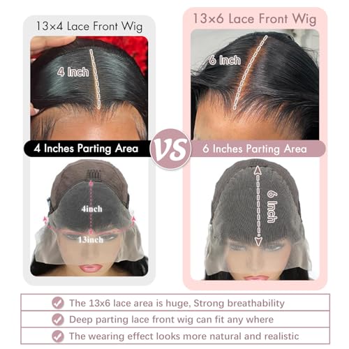 Vorynix 32 Inch Natural Black Human Hair Lace Front Wig 13x6 HD Transparent, Pre-Plucked, 200% Density, Glueless, Straight Style