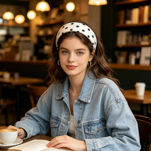 Polka Dot Elastic Headbands for Women, 2 Pack Non-Slip
