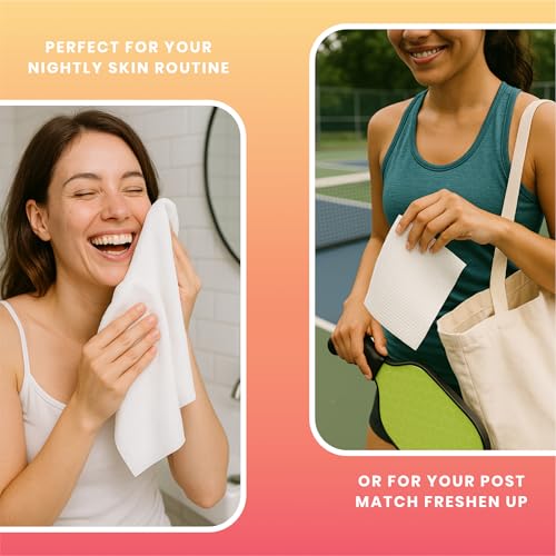 Vacation Club XL Biodegradable Face Towels (50 Count) ? Plant-Based Disposable Facial Wipes for Cleansing, Makeup Removal & Skincare ? Textured, Soft & Eco-Friendly