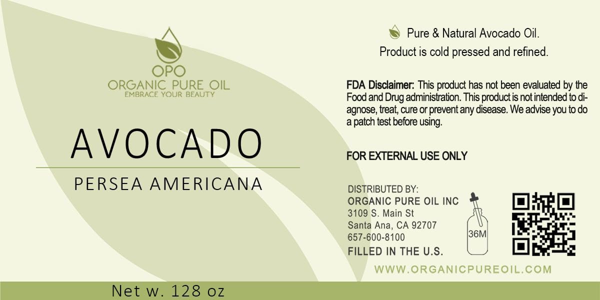 Avocado Oil - 100% Pure, Refined, Filtered, Non-GMO, Vegan, Fair Trade, Unscented, Bulk Carrier - 32 OZ