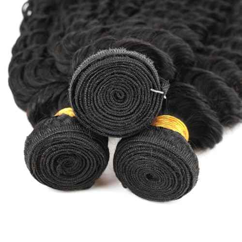 Augfst Brazilian Virgin Human Hair Bundles 10 12 14 Inch Deep Wave Bundles Human Hair Unprocessed Brazilian Virgin Natural Color Sewn In Quick Weave for Black Women