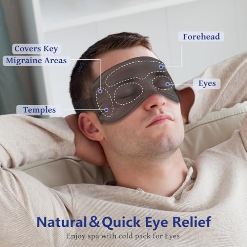 Cooling Eye Mask for Sleeping Migraine Headache Relief Mask Gel Cold Compress Eye Face Ice Pack for Eyestrain Dark Circles and Puffiness Relaxation Gifts for Women Men Silk Reusable-2 Pack