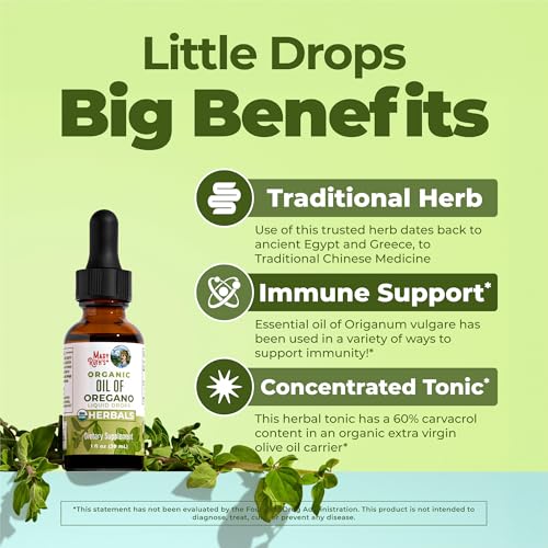 USDA Organic Oregano Oil Drops - 6 Month Supply, 1 Fl Oz