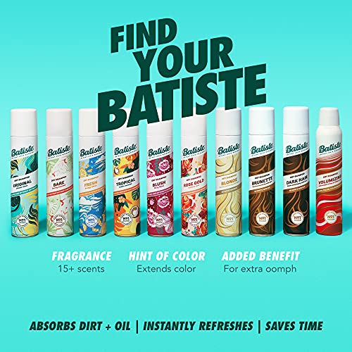 Batiste Dry Shampoo, Original Fragrance, Refresh Hair and Absorb Oil Between Washes, Waterless Shampoo for Added Hair Texture and Body, 6.35 OZ Dry Shampoo Bottle