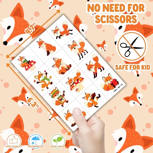 Fox Party Favors Set - 24 Slap Bracelets & 24 Temporary Tattoos