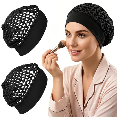 Chedin Mesh Hair Net with Wide Band, Black | Hair Protection | 2 Pack
