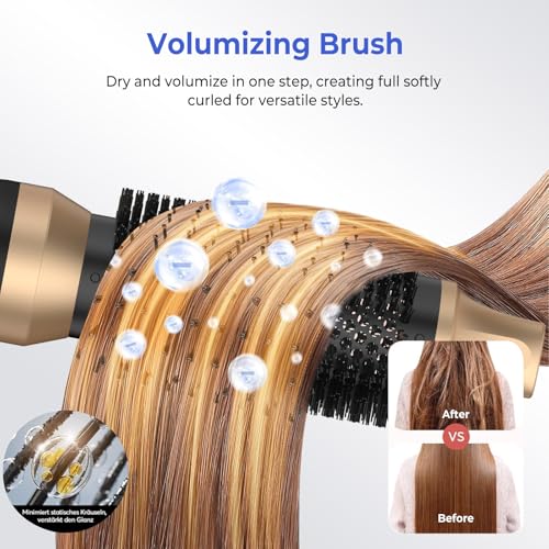 5-in-1 Hair Dryer Brush with Ionic Technology & Curler Attachments
